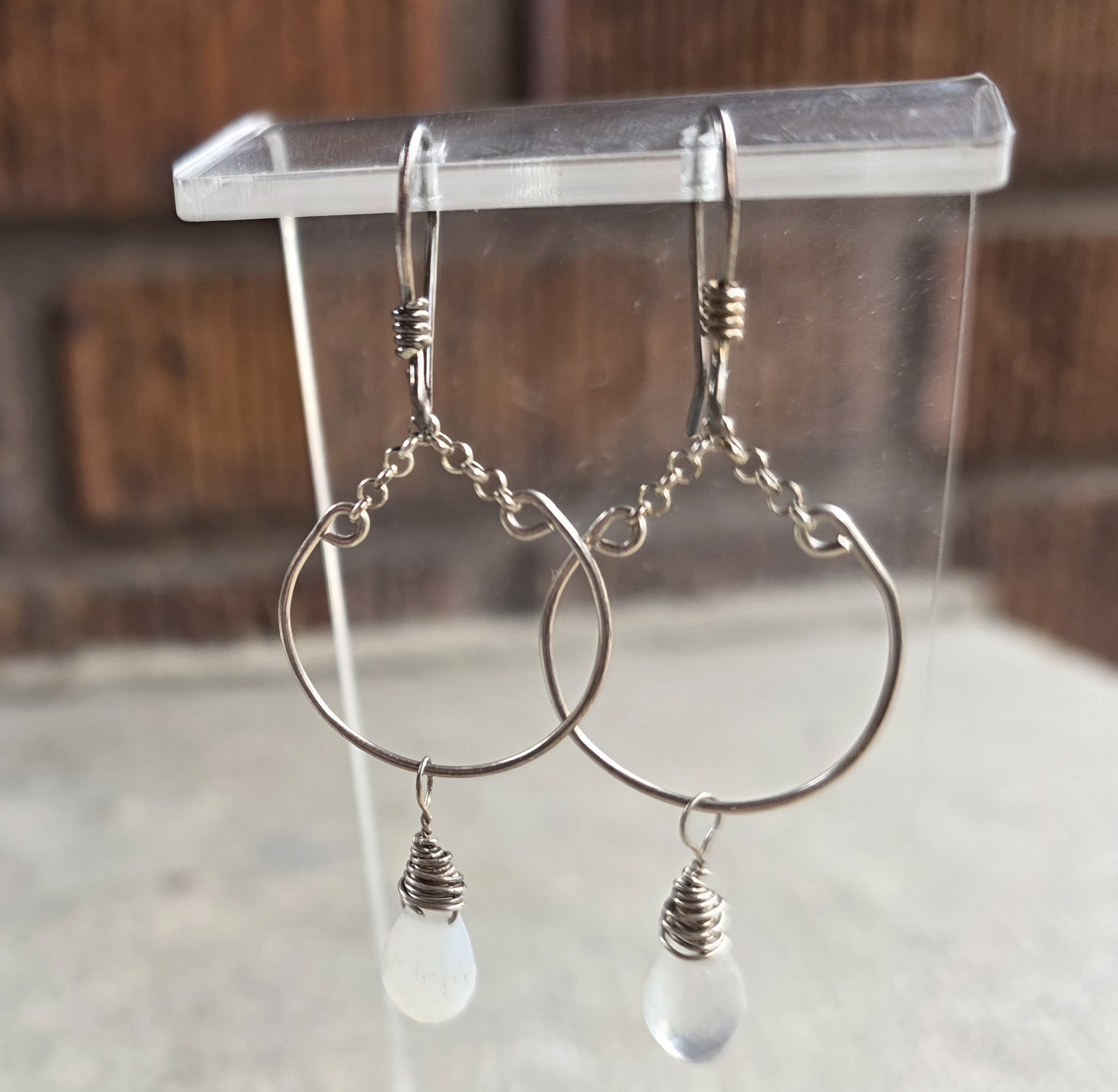 Celestial Drop Earrings — Milky Moonstone + Silver - Image 5
