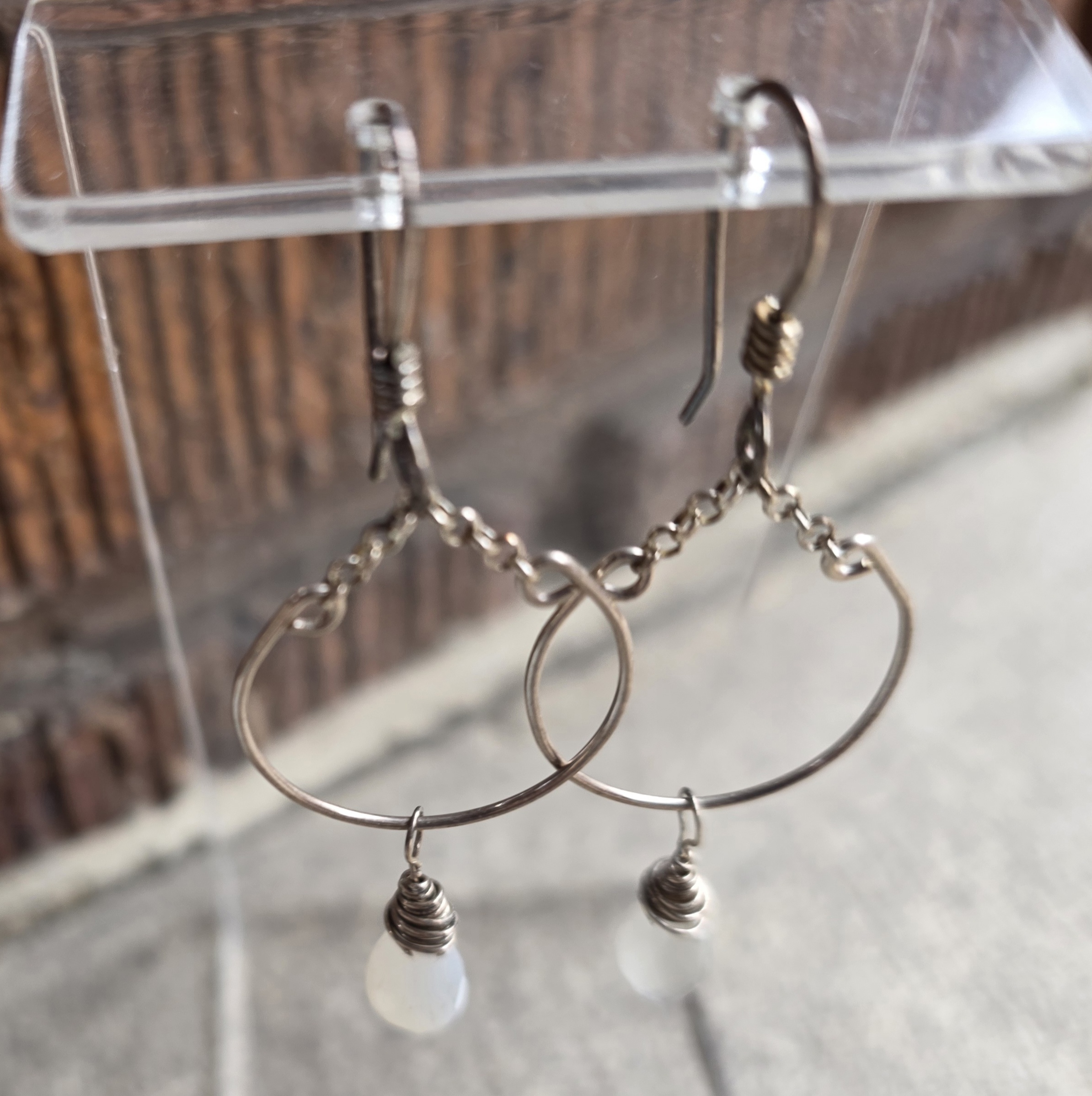Celestial Drop Earrings — Milky Moonstone + Silver - Image 4