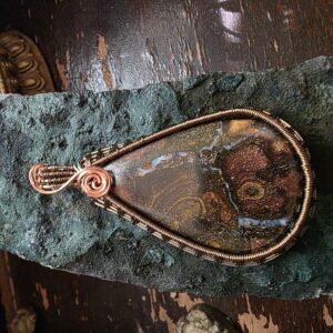 Boulder Opal Pendant in Copper, Silver-Plated Copper & Antiqued Brass-Plated Copper
